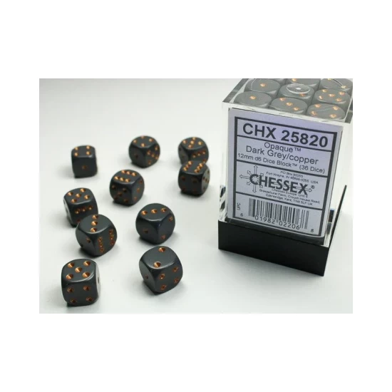 Dice Set Opa Dk. Grey/Copper 12Mm (36) Dice Set Opa Dk. Grey/Copper 12Mm (36)