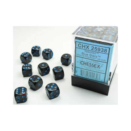 Dice Set Spec 12Mm Blue Stars D6 (36)