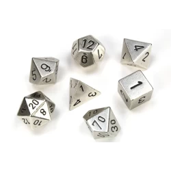 Metal Polyhedral Silver Dobbelsteen Set (7 Stuks)