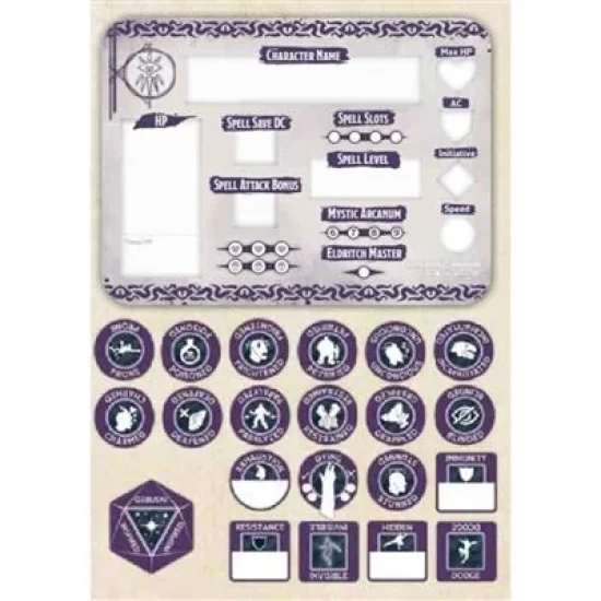 Dungeons And Dragons 5Th Warlock Token Set (22  And  Combat Tile)
