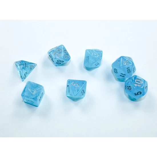 Luminary Mini-Hedral Sky/Silver Dobbelsteen Set (7 Stuks)
